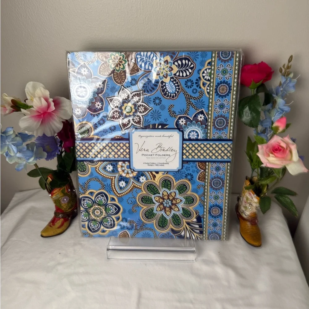 NWT Vera Bradley Bali Blue Pocket Folders Retired Rare